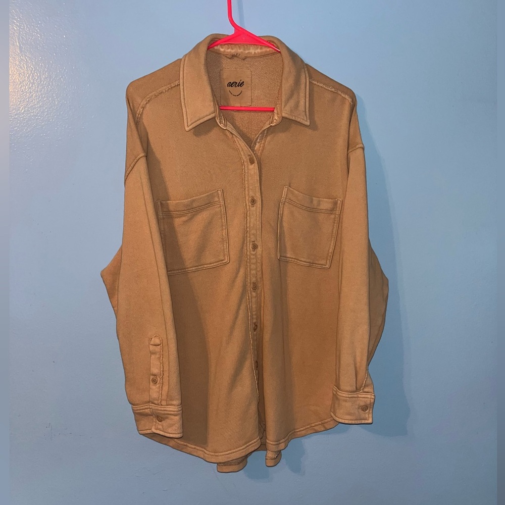 Aerie Lumberjane Toasty Brown Button Down Top, Small